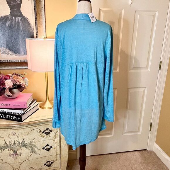 NWT J. Jill Island Blue Open Front Long Cardigan Sweater Size SMALL - Picture 4 of 5